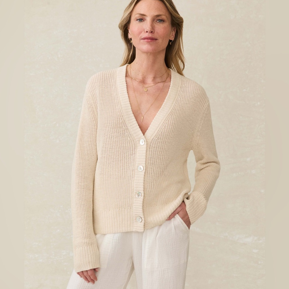 Faherty Cream Women's Cardigan Sweater
